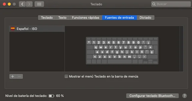 Distribución de teclado Mac
